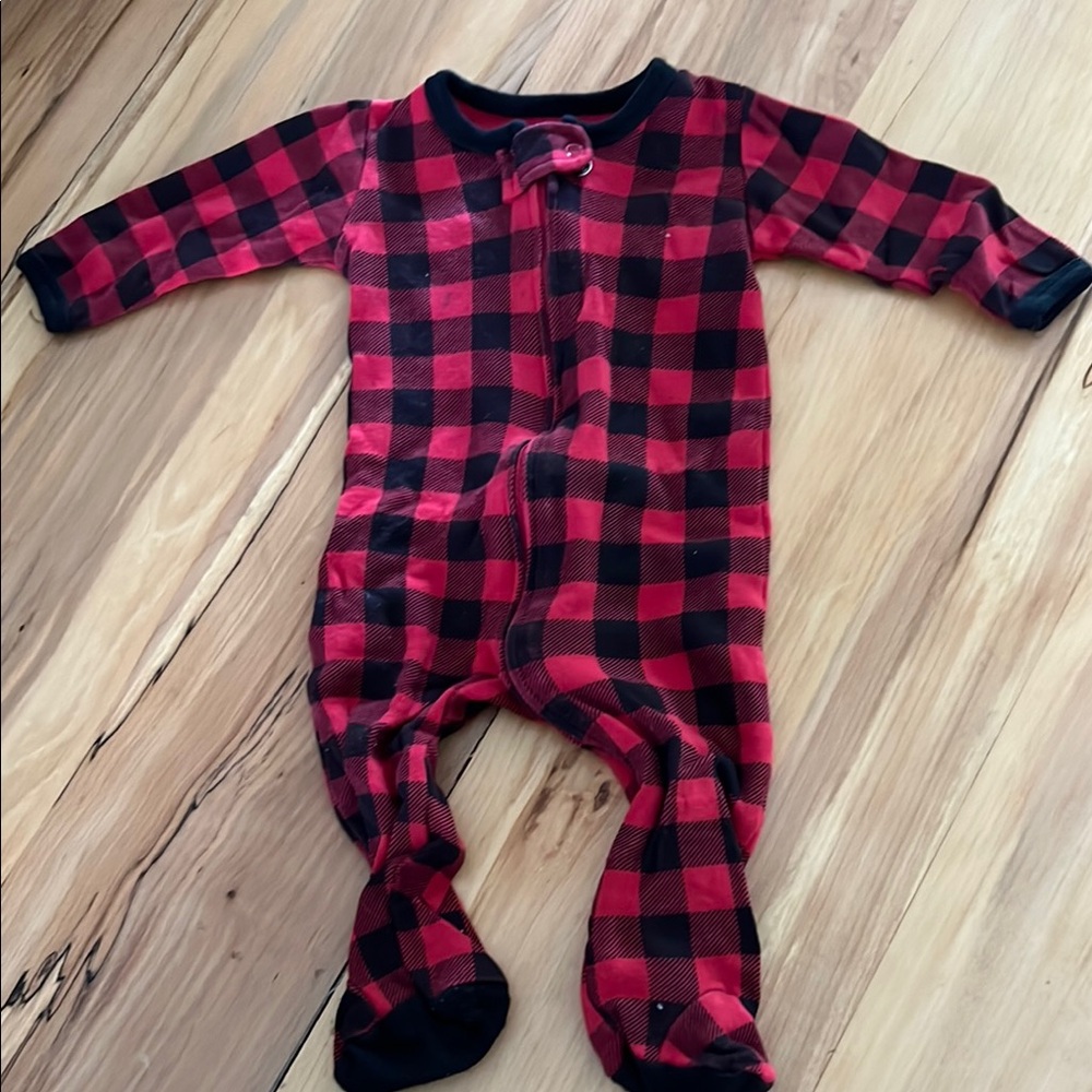 Red and Black Checkered Footie One Piece